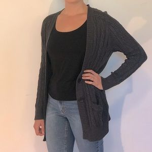 Gray knit cardigan